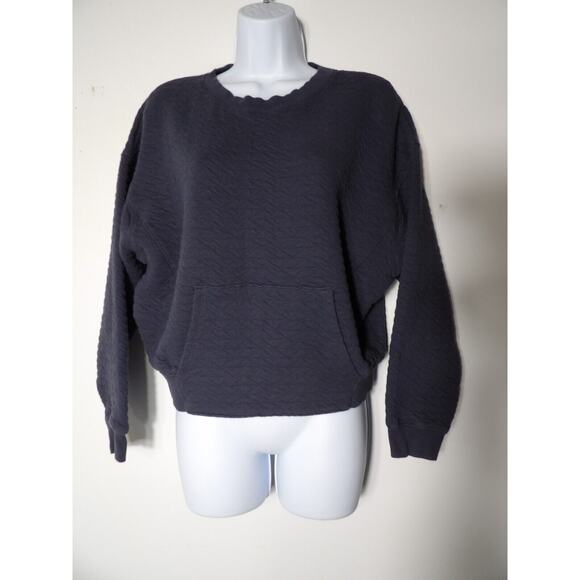 All In Motion Sweatshirt Womens Small Blue Quilted Crew Neck Front Pocket - Picture 3 of 11